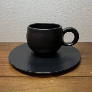 カップとお皿のセット(黒マット)
