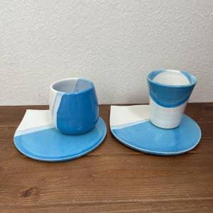 カップとお皿のセット(白と青)
