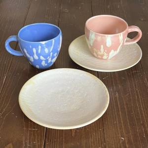 カップとお皿のセット(まだら模様)