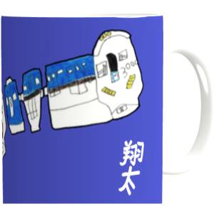 青い電車　マグカップ