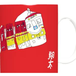 赤い電車　マグカップ